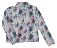 Mátovo-růžová sportovní propínací mikina s palmami Next