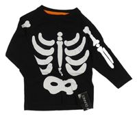 Nové - Černé triko s kostrou Dunnes