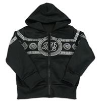 Černá propínací mikina se vzorem a kapucí