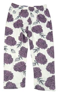 Bílé květované lehké tepláky