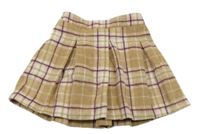 Hnědo-vínovo-bílá kostkovaná vlněná sukně Next