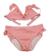 Červeno-bílé pruhované dvoudílné plavky Name it
