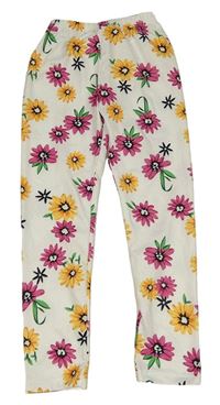 Smetanové květované legíny