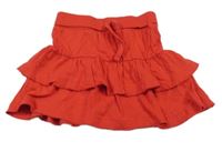 Červená vrstvená bavlněná sukně s úpletovým pasem