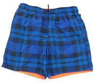 Modro-černé kostkované plážové kraťasy Yigga