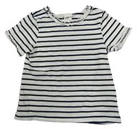 Bílo-tmavomodré pruhované tričko H&M