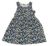 Tmavomodro-barevné květované šaty H&M