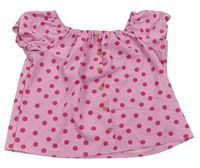 Růžový puntíkatý crop top s knoflíky Matalan