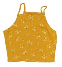Žlutý květovaný crop top George