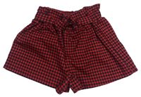 Červeno-černé vzorované úpletové kraťasy s páskem Primark