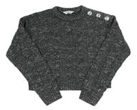 Tmavošedý třpytivý crop svetr Primark
