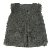 Tmavošedá kožešinová/pletená vesta Primark