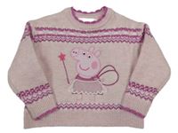 Růžový vzorovaný svetr s Peppou Nutmeg