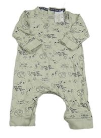 Světlezelený teplákový overal s planetami 