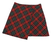 Červeno-černá kostkovaná zavinovací sukně H&M