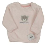 Nové - světlerůžová plyšová mikina s medvědem Nutmeg