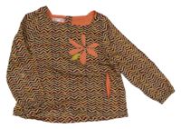 Hnědo-béžovo-lososová vzorovaná tunika s květem 