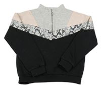 Černo-šedo-růžová mikina Matalan