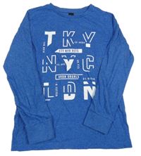 Modré melírované triko s nápisem C&A