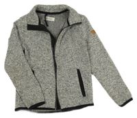 Šedo-černá melírovaná pletená propínací mikina H&M