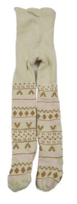 Smetanové vzorované zateplené punčocháče Lupilu