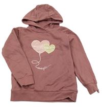 Starorůžová mikina se srdíčky a kapucí Topolino