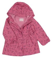 Růžová šusťáková jarní bunda s jednorožci a kapucí M&Co.