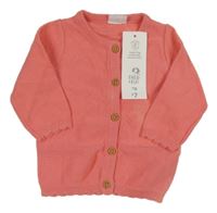 Nové - korálový lehký propínací svetr F&F