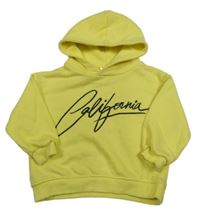 Žlutá mikina s nápisem a kapucí Zara