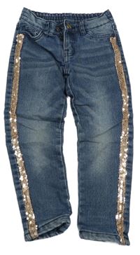 Tmavomodré podšité rifle s pruhem z flitrů Kiki&Koko