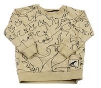Béžovo-černá mikina s dinosaury Pep&Co