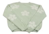 Mintový crop svetr s květinami Primark