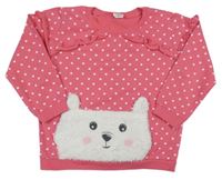Růžová puntíkatá mikina s kočkou 