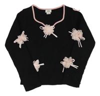 Černý žebrovaný lehký svetr s 3D květy River Island