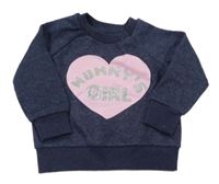 Tmavomodrá melírovaná mikina se srdcem Primark
