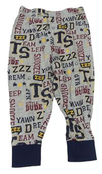 Šedé melírované pyžamové kalhoty s nápisy George