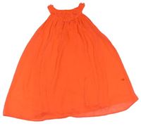Neonově korálové šifonové šaty s 3D květy M&Co.