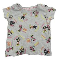 Šedé melírované tričko s Mickeym a Minnie Primark