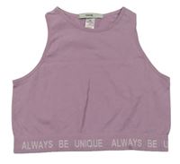 Lila žebrovaný sportovní crop top George