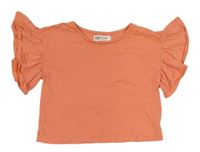 Korálové crop tričko s volánky H&M