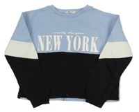 Světlemodro-bílo-černá crop mikina s nápisem H&M