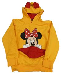 Hořčicovo-červená mikina s Minnie a kapucí