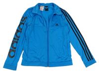 Modro-černá propínací sportovní mikina s pruhy zn. Adidas