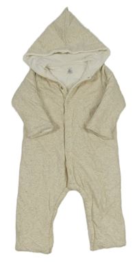 Béžová melírovaná zateplená kombinéza s kapucí 