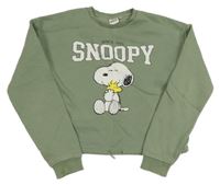 Zelená crop mikina se Snoopym C&A
