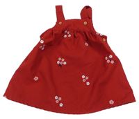 Červené květované žebrované sametové laclové šaty Nutmeg