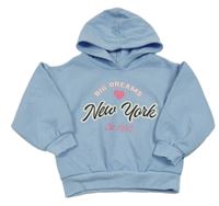 Světlemodrá mikina s nápisy a kapucí Matalan