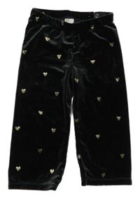 Černé sametové lehké tepláky se srdíčky H&M