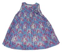 Světlemodro-fialové plisované šifonové šaty s rybami a 3D květem Kiki&Koko