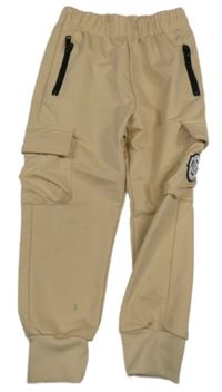 Béžové cargo cuff kalhoty s nášivkou 